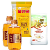 胡姬花古法小榨花生油400ml*2+金龙鱼御品珍珠米5kg+福临门麦芯多用途小麦粉1kg