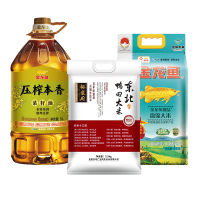 中秋乐组合A款5L+7.5KG 金龙鱼压榨本香菜籽油5L 御品盘锦大米5kg 裕道府鸭田大米2.5kg