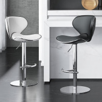 企采严选 吧台椅家用高脚凳 -灰色牛皮