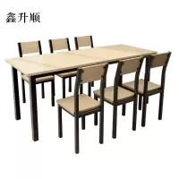 鑫升顺餐饮快餐小吃店餐桌椅组合长方形饭店奶茶店桌木色6人桌1800*600*750