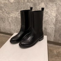 凯瑟小姐~韩国宽松中筒西部短靴女2023年秋季新款裤筒机车马丁靴