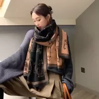 新款厚款流苏围巾女猫咪印花仿羊绒夏季空调披肩秋冬季防寒围脖