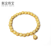 新金珠宝 S925银镂空圆珠手串 玲珑福禄手链葫芦吊坠民族风1042