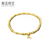 新金珠宝 S925银古法錾刻筒竹节手链 如意节节高民族风1042