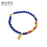 新金珠宝 S925银挂坠玛瑙珠手链 幽兰星河民族风银饰1042