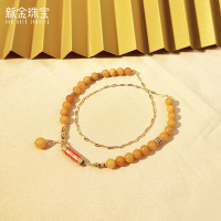 新金珠宝 S925银烧蓝长桶珠手串 祈愿蜜蜡珠串小蛮腰隔珠手绳民族风1042