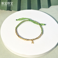新金珠宝 S925银吊竹叶半镯手链 竹伴相随手绳民族风首饰1042