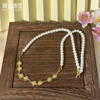 新金珠宝 S925银小圆牌珍珠项链 永护多层手串民族风复古首饰1042