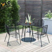 金菲罗格现代简约铁艺户外休闲桌椅 黑色一桌四椅