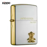 ZiPPO 打火机ZBT-3-124a镀金可爱贴章金色小熊可爱小熊限量收芝宝煤油防风