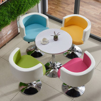 域赢洽谈桌椅组合接待桌椅小圆桌子简约休闲餐桌椅1桌4椅 600*600*750