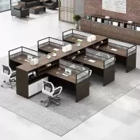 域赢屏风办公桌职员办公桌组合简约现代电脑桌员工桌干字型六人位
