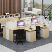 域赢屏风办公桌职员办公桌现代隔断员工位电脑桌工作卡位干字型4人位