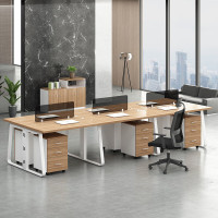 域赢办公桌椅组合财务办公桌职员工位屏风隔断卡位电脑桌六人位含柜