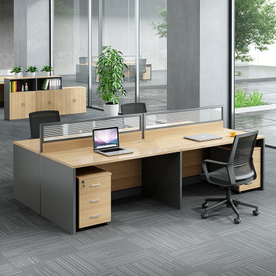 域赢职员桌办公桌屏风员工桌工作位屏风卡座隔断现代简约四人位含柜