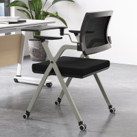 域赢培训椅带写字板带轮子折叠椅一体学生靠背职员办公椅子网布会议椅