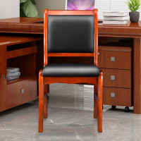 域赢办公椅会议椅电脑椅实木椅无扶手皮革靠背椅