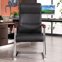 域赢办公椅电脑椅职员会议椅家用弓形椅休闲老板椅子黑色皮椅人体工学靠背椅