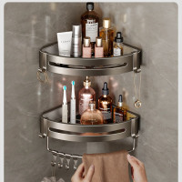 尔沫置物架加厚双层三角黑色 290mm*216mm*40mm*2 免打孔 单位:1个