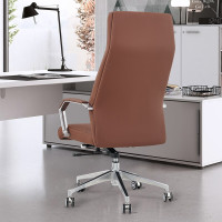 域赢转椅电脑椅 办公椅会议椅 总裁老板椅 皮质人体工学椅 逍遥高靠背转椅椅子-棕色