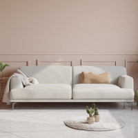 域赢北欧布艺沙发客厅整装简约现代小户型沙发海绵米白色1.1m款
