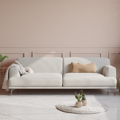 域赢北欧布艺沙发客厅整装简约现代小户型沙发海绵米白色1.1m款