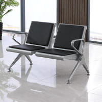 域赢机场椅连排椅等候椅公共座椅银行医院输液椅-黑色2人位