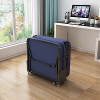 域赢折叠床三折床办公室单人午休午睡神器行军床陪护床海绵床简易便携可调档宽90cm-蓝色