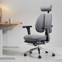 囍诺 普格瑞司人体工学椅 电脑椅可躺办公座椅老板椅透气电竞椅黑色 08BH脚踏款