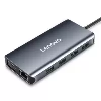 联想 lenovo Type-C扩展坞 USB-C转HDMI/VGA转接头网线接口转换器苹果电脑拓展坞