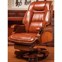 带按摩的老板椅 真皮老板椅商务大班坐椅豪华办公室座椅按摩可躺 黑棕咖-10轮PU 尼龙脚 x 固定扶手