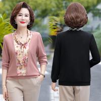 50岁中老年人女装秋装洋气中年妈妈装假两件上衣春秋2023新款上衣