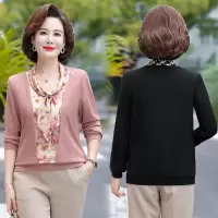 50岁中老年人女装秋装洋气中年妈妈装假两件上衣春秋2023新款上衣