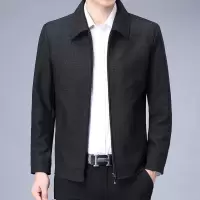2023翻领夹克男秋装新款中年男士潮流外套轻商务爸爸装茄克衫上衣