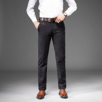 棉质弹力男款裤子修身剪裁不褪色直筒裤男质感百搭休闲裤男士