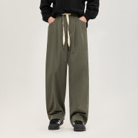 Trouser纯色街头直筒阔腿裤男 复古宽松舒适青少年工装裤男女同款