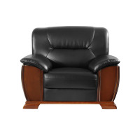 巴洛卡办公沙发商务接待沙发西皮单人位沙发X8011H-1黑色