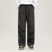 脚口两穿松紧腰起皱工装裤男女同款重磅宽松户外休闲裤男Trousers