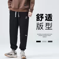 街头潮牌裤子男棉刺绣宽松百搭束脚裤男士高品质跑步运动休闲长裤