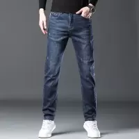 时尚男牛仔裤 直筒舒适有型潮牌直筒裤男士 秋冬厚款弹力休闲裤子
