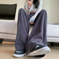 欧棉绒阔腿裤垂感裤子女秋季新款高腰显瘦拖地长裤休闲女装直筒裤