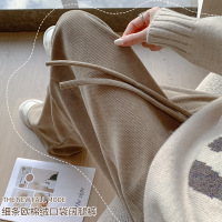 欧棉绒阔腿裤女裤子女款秋季新款宽松休闲直筒裤高腰女装拖地长裤