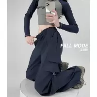 美式工装裤女裤子秋季新款高腰直筒宽松阔腿裤休闲女装运动裤女裤