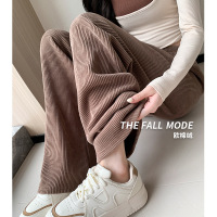 欧棉绒高克重雪尼尔阔腿裤女秋冬裤子显瘦女装垂感拖地休闲直筒裤