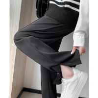 全包边开叉西装裤女春秋新款显瘦窄版阔腿裤垂坠感休闲小个子裤子