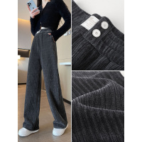 阔腿裤女春秋季2023新款高腰显瘦宽松大码直筒长裤休闲灯芯绒裤子