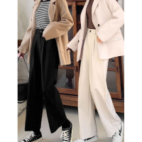 2023新款西装裤春秋冬季呢子高腰垂感休闲小个子直筒毛呢阔腿裤女