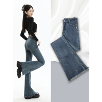 微喇叭牛仔裤女春秋季2023年新款高腰显瘦美式复古小个子马蹄裤子