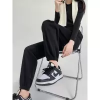 黑色运动裤女2023新款春秋小个子束脚八分裤休闲九分哈伦裤萝卜裤