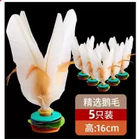 一痕沙 毽子鹅毛羽毛彩色比赛毽球牛筋底花键儿童毽子白色 5只装